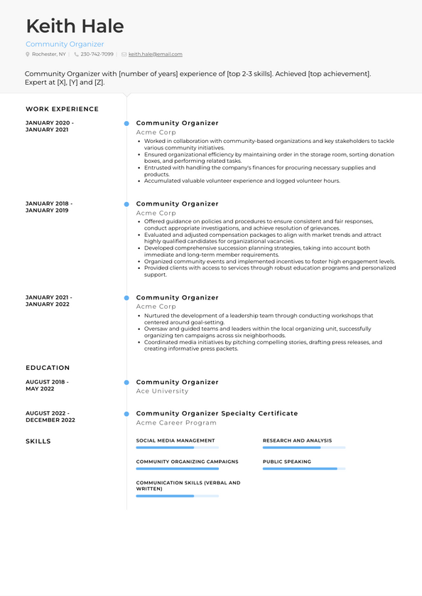 Community Organizer Resume Examples and Templates