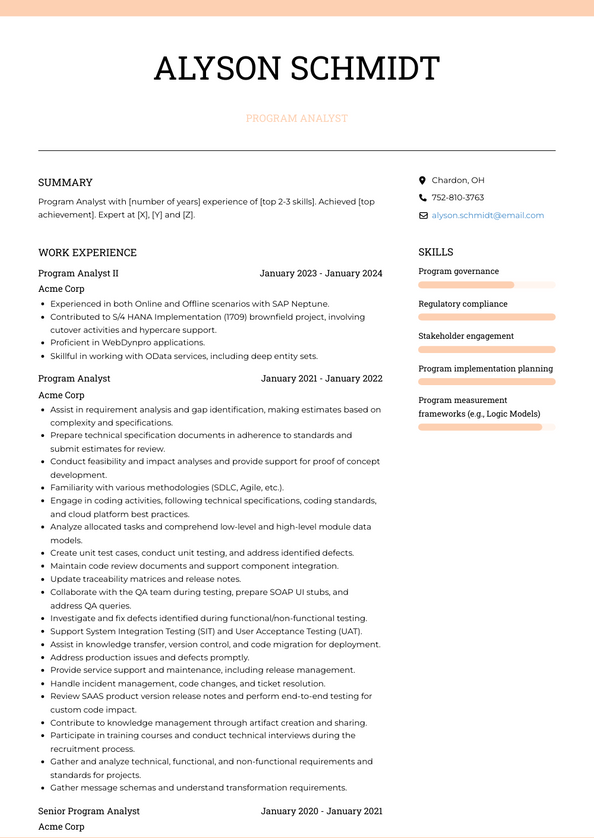 3+ Program Analyst Resume Examples and Templates