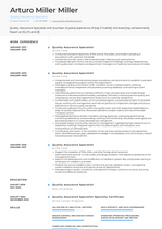 Quality Assurance Specialist Resume Examples and Templates