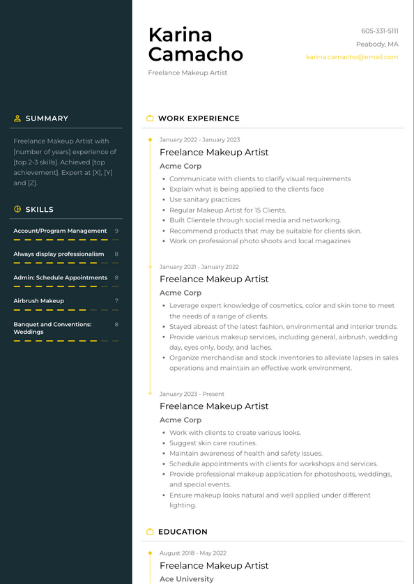 3 Freelance Makeup Artist Resume Examples And Templates   Freelance Makeup Artist Resume Example Denali 