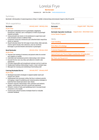 Bartender Resume Examples and Templates