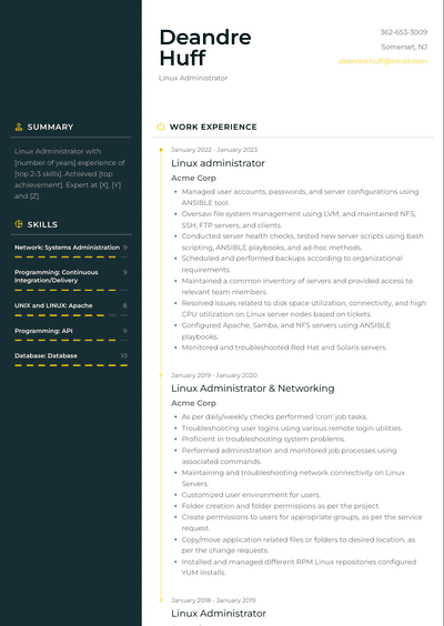 Linux Administrator Resume Examples And Templates