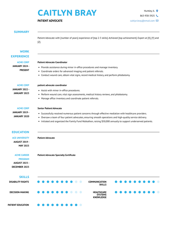 Patient Advocate Resume Examples and Templates