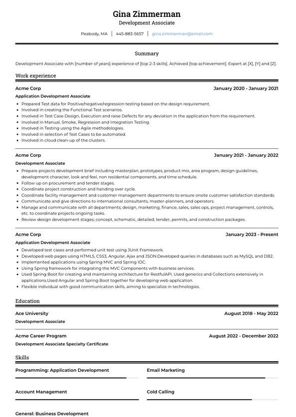 Development Associate Resume Examples and Templates