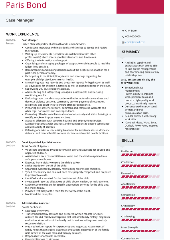 Case Manager Resume Samples [+ 3 Examples] | VisualCV