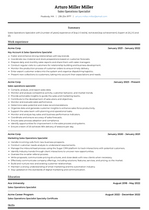 Sales Operations Specialist Resume Examples and Templates