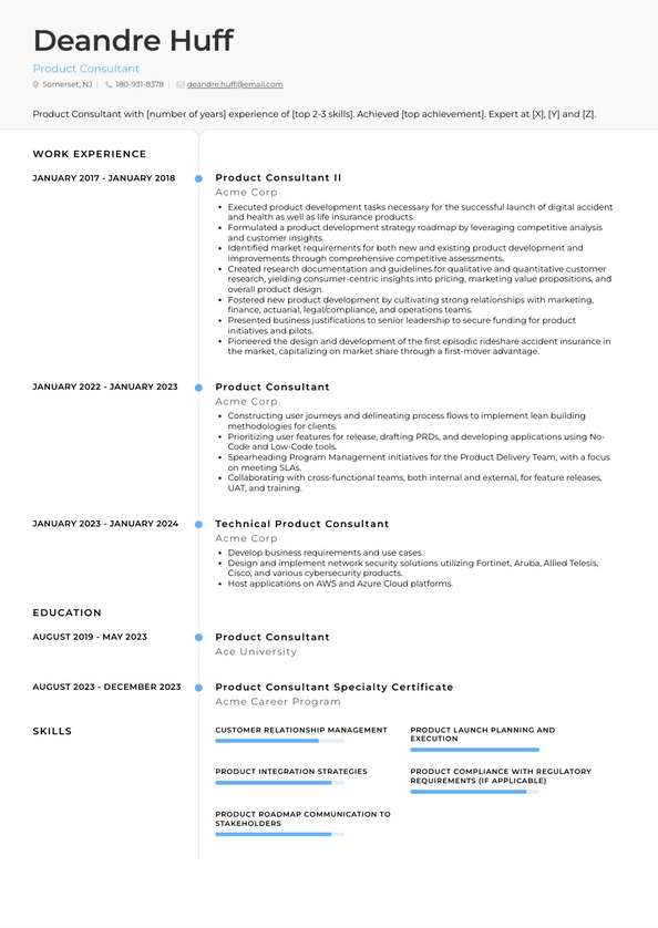 Product Consultant Resume Examples and Templates