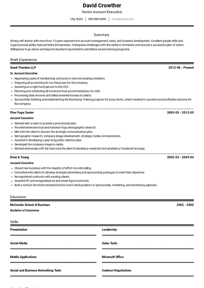 Senior Account Executive Resume Examples and Templates