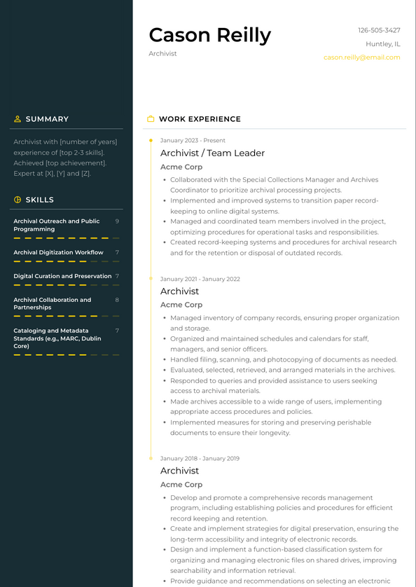 Archivist Resume Examples and Templates