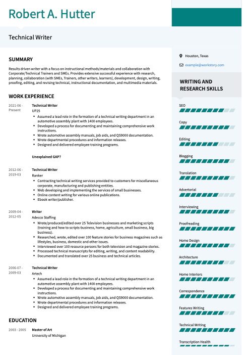 teal resume template modern