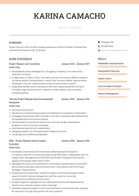 project planning resume examples