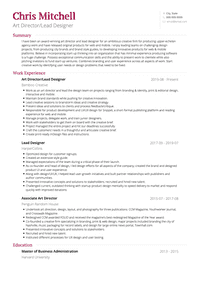 Art Director CV Examples & Templates | VisualCV