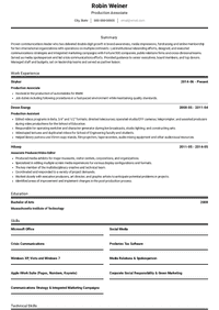 Production Associate Resume Samples and Templates | VisualCV