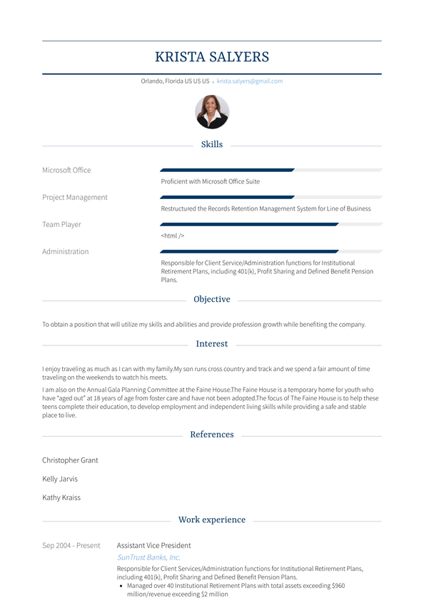 Assistant Vice President Resume Samples and Templates | VisualCV