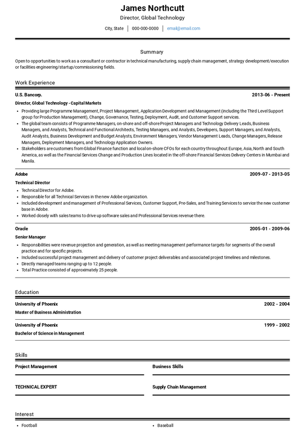 Technical Director Resume Samples and Templates | VisualCV