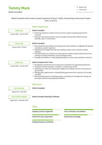 Bridal Consultant Resume Examples and Templates