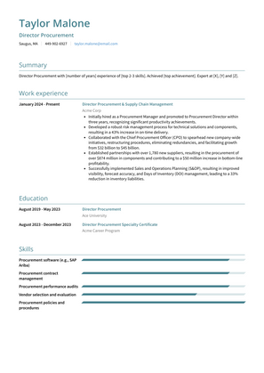 Director Procurement Resume Sample and Template