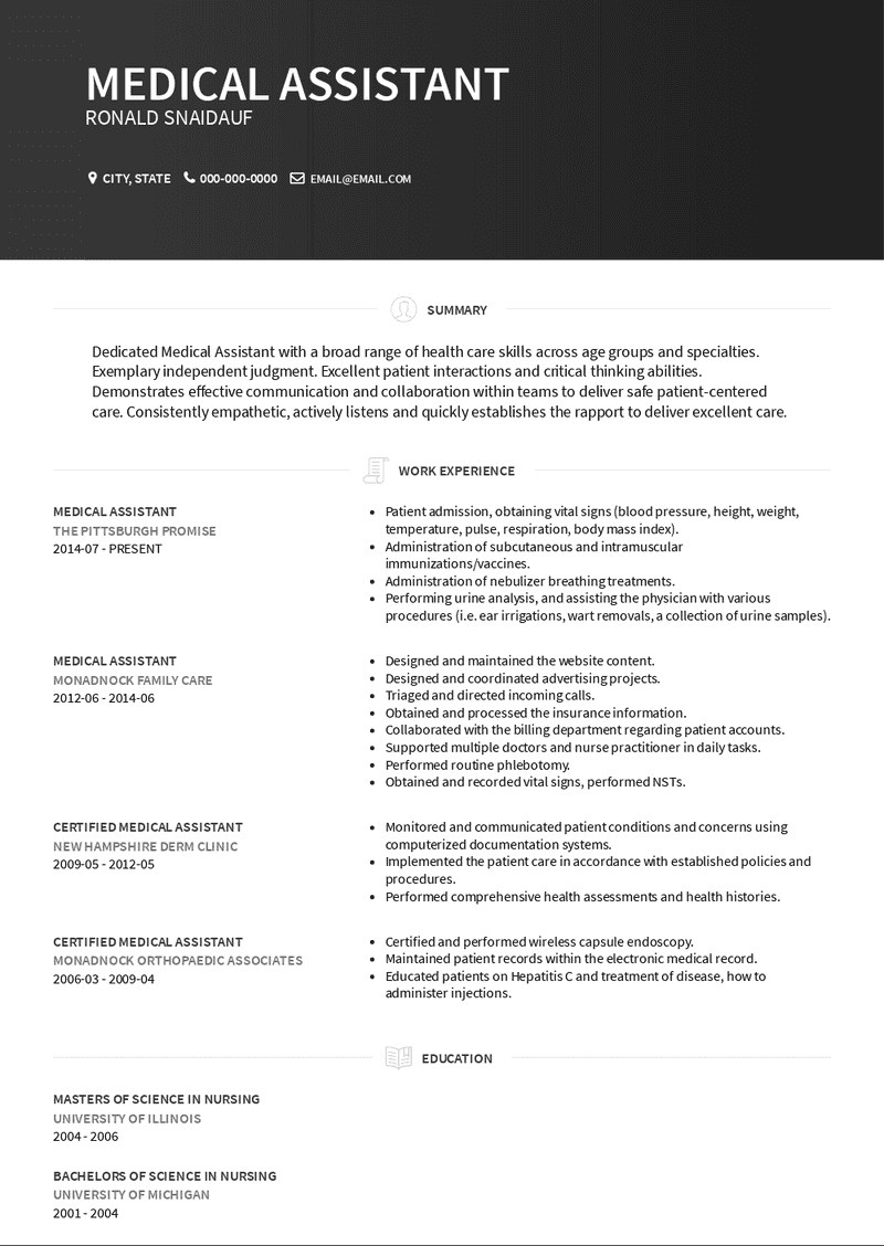nursing assistant resume template