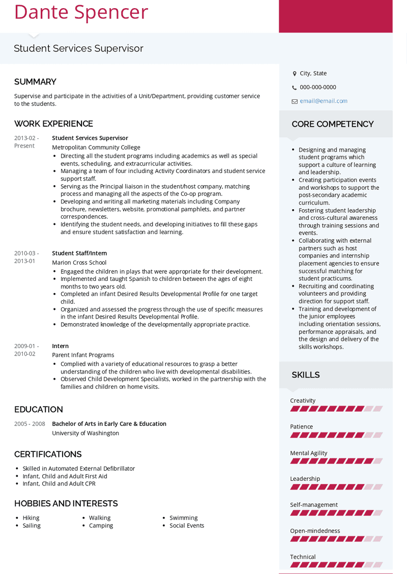 Student Resume Samples and Templates | VisualCV
