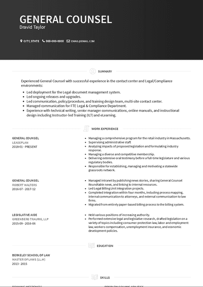 General Counsel Resume Samples And Templates VisualCV   General Counsel Resume Sample Brooklyn 