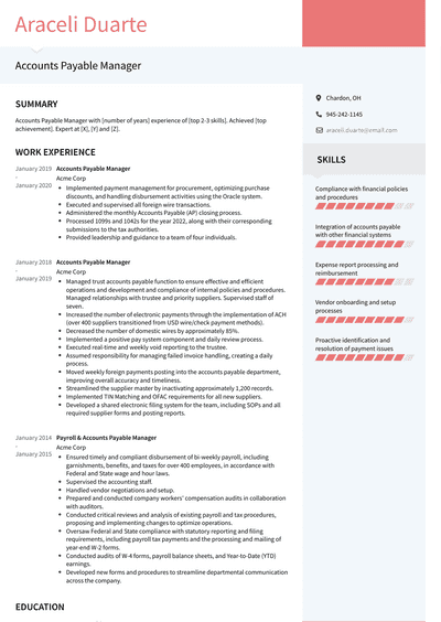 3+ Accounts Payable Manager Resume Examples And Templates