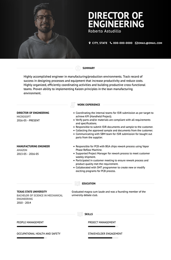 Contemporary CV Template and Example - Brooklyn by VisualCV	
