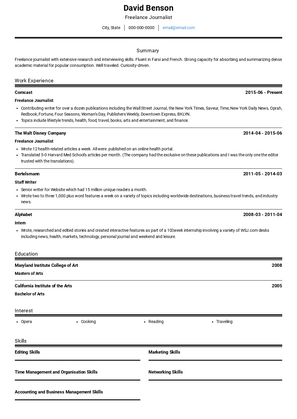 Journalist Resume Samples and Templates | VisualCV