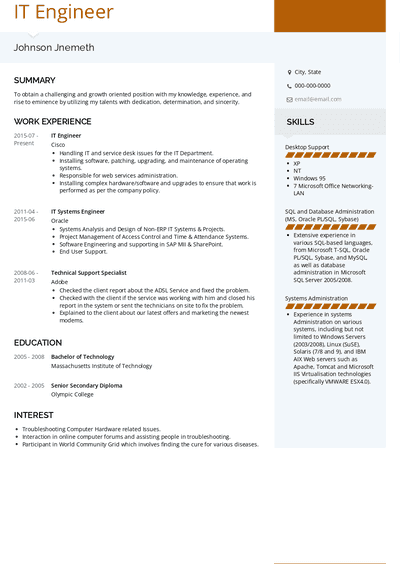 It Engineer Resume Samples and Templates | VisualCV