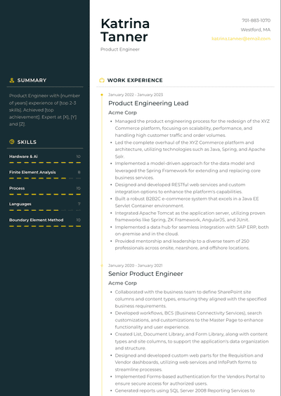 Product Engineer Resume Examples and Templates