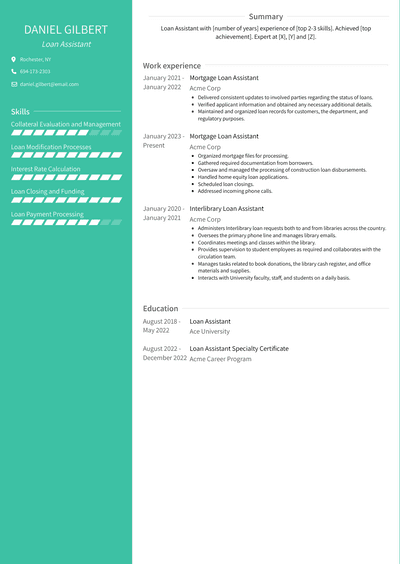 Loan Assistant Resume Examples And Templates