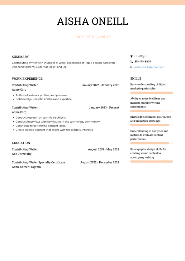 Contributing Writer Resume Examples And Templates