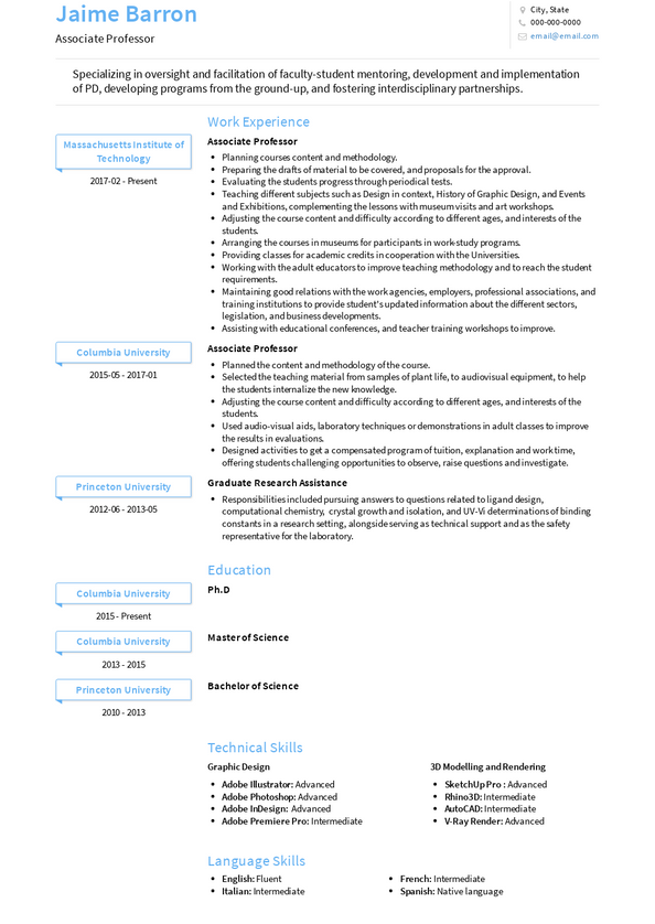 Associate Professor Resume Samples and Templates | VisualCV