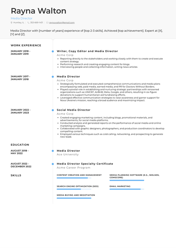 3+ Media Director Resume Examples and Templates