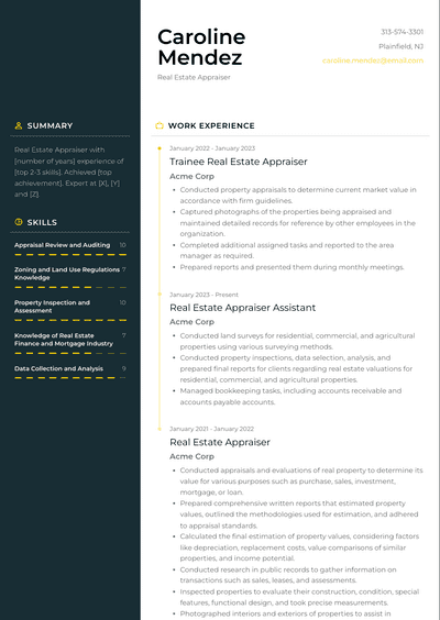 Real Estate Appraiser Resume Examples and Templates