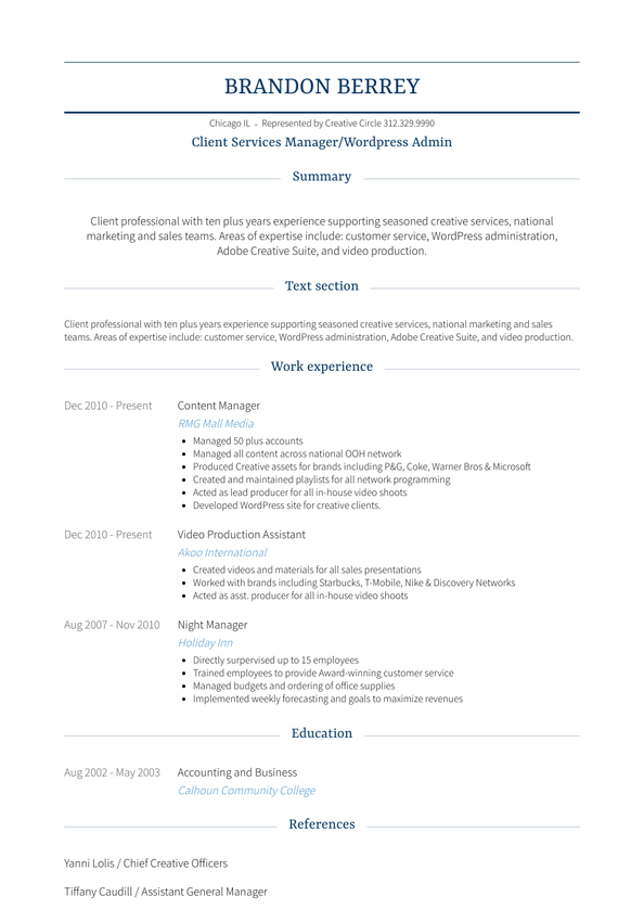 Content Manager Resume Samples and Templates | VisualCV