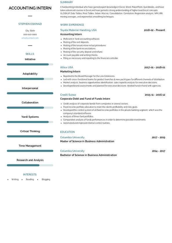 Accounting Intern Resume Samples And Templates | VisualCV