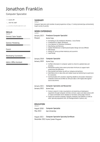 Computer Specialist Resume Examples and Templates