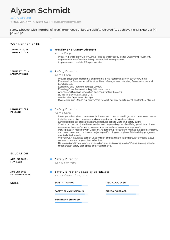 Safety Director Resume Examples and Templates