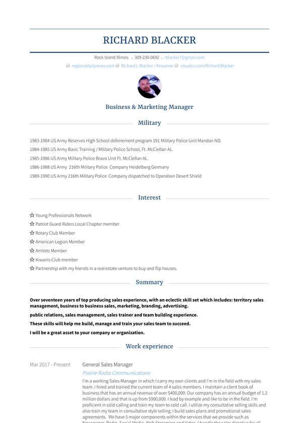 Territory Manager Resume Samples and Templates | VisualCV