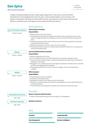 Administrative Assistant CV Example and Template