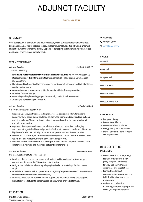 Adjunct Faculty Resume Samples And Templates VisualCV   Adjunct Faculty Resume Sample Chloe 