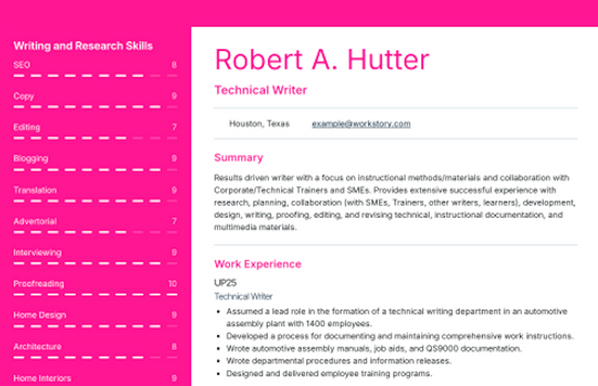 pink color resume template collections