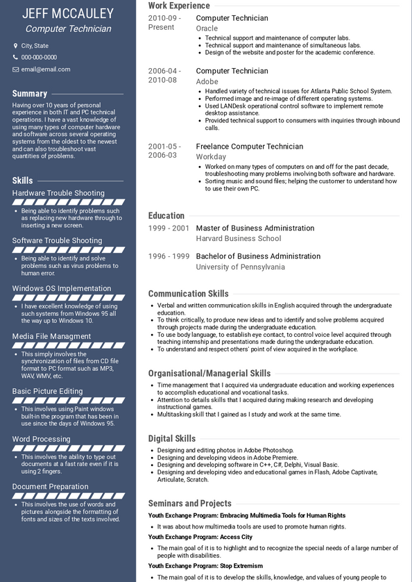 Computer Technician Resume Samples And Templates 