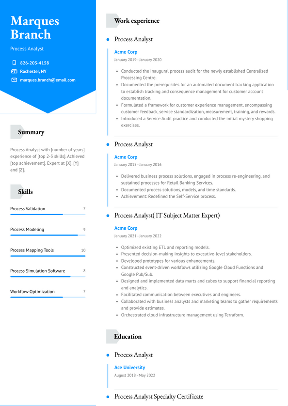 Process Analyst Resume Examples and Templates