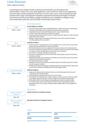 sample resume software architect