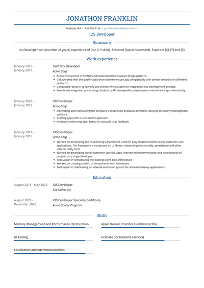 3 IOS Developer Resume Examples And Templates   Ios Developer Resume Example Monte 