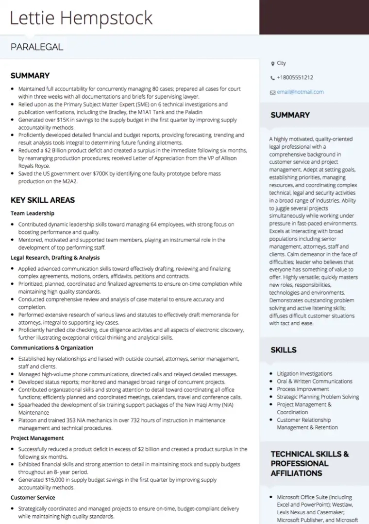 legal resume example for poland