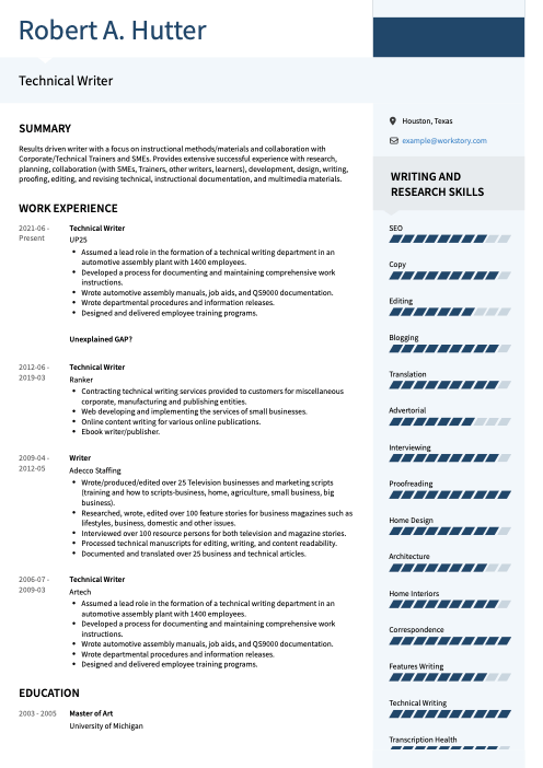 navy color resume template modern