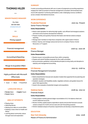 Senior Finance Manager CV Example and Template