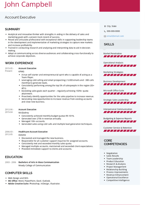 Accounts Executive Resume Samples and Templates | VisualCV